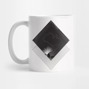 Black and White Flower Outline In Rectangular Shape| Geometry Mug